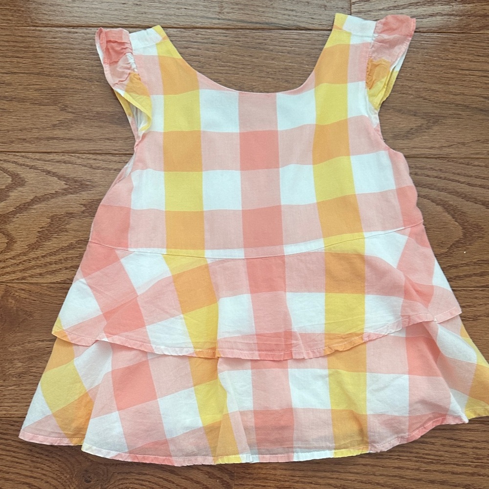 Janie & Jack Pink & Yellow Gingham Ruffle Tank Top 6